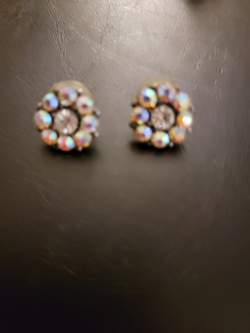 Iridescent Crystal Flower Stud Earrings - Multicolor